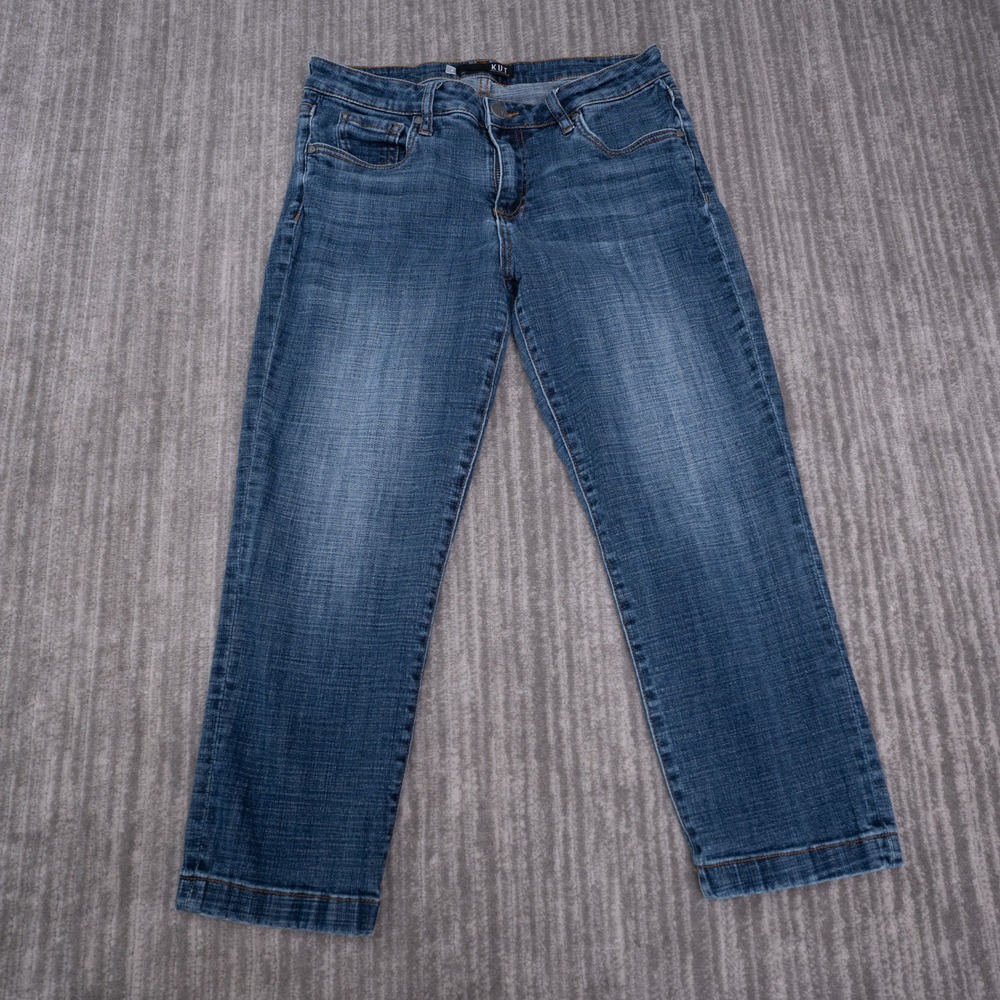 KUT from the Kloth Jeans Women 8 Blue Excellent Lauren Crop Straight Leg Denim